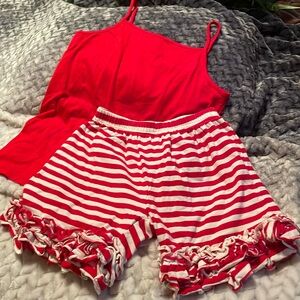 Southern Tots 2 pc bundle Red & WHT Ruffled Shorts & tank top SZ 10-12 No Flaws